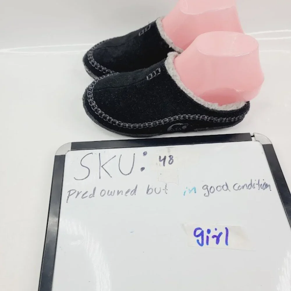 Sorel Girl's Black Falcon Ridge NY1801-010 Fur Winter Slipper Size US‎ 1